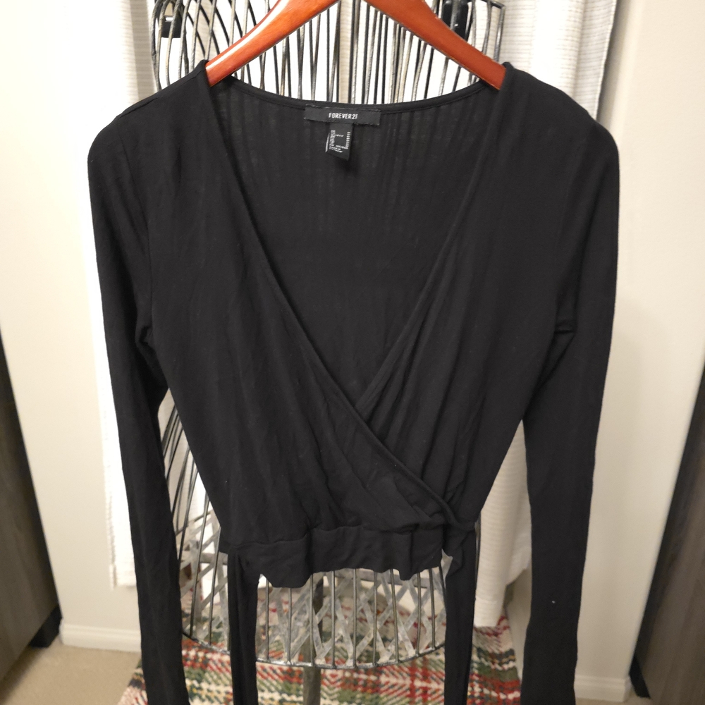 Forever 21 Elegant Black Long Sleeve Blouse